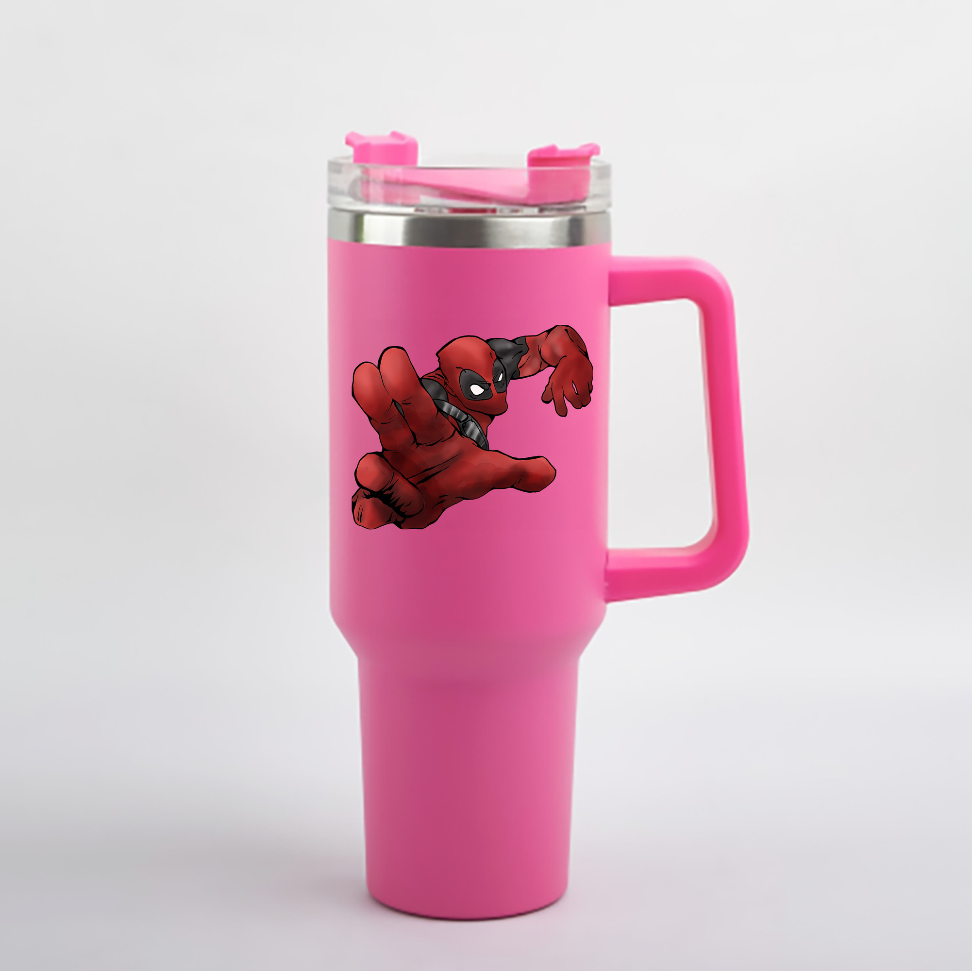 （画像用） Deadpool デッドプール 1200mL車用タンブラー - クリスタルステッカー（プラスチックストロー付き）